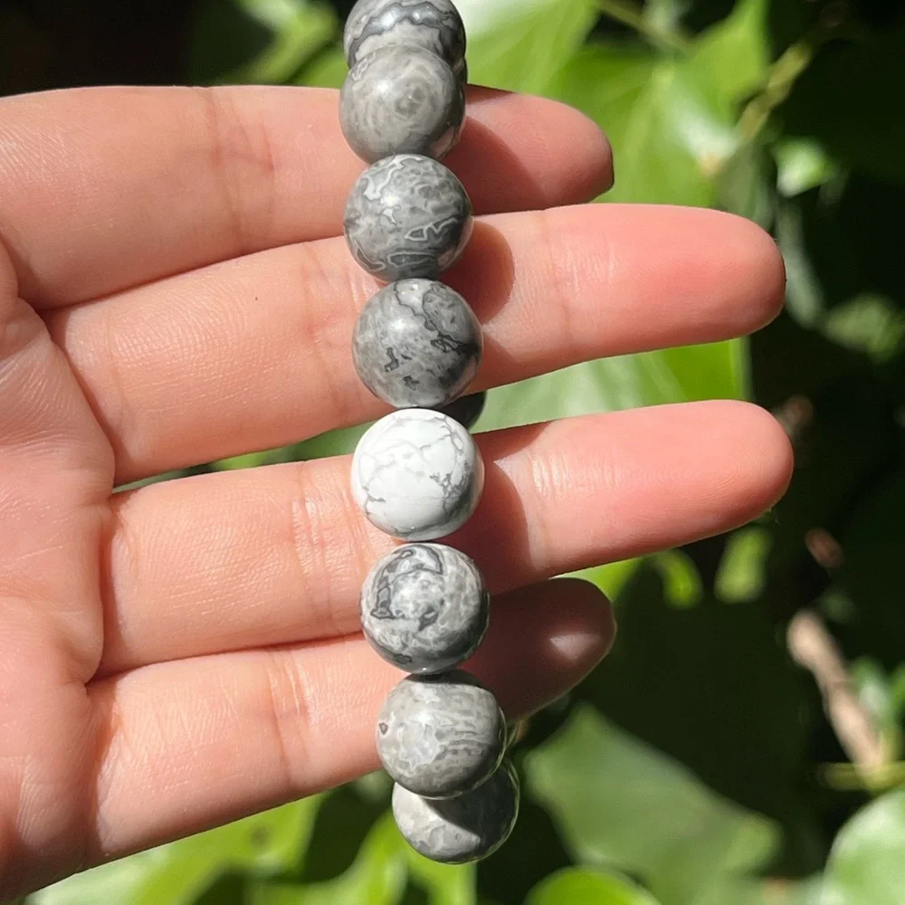 14mm Picasso jasper Howlite stretchable bracelet‎